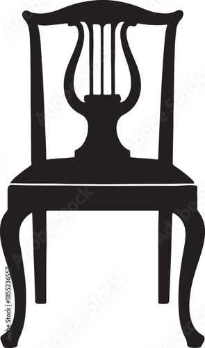 Silhouette of a classical lyre back dining chair on a white background furniture