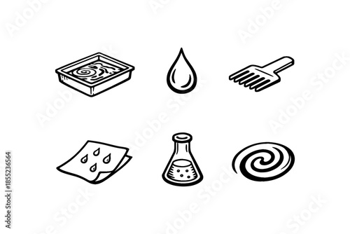 Minimalist haircare icons: essential grooming tools and products