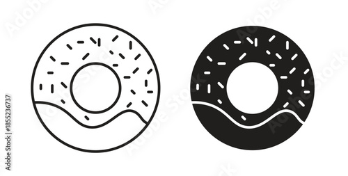 Doughnut icons. Outline icons vector collection. flat illustrations