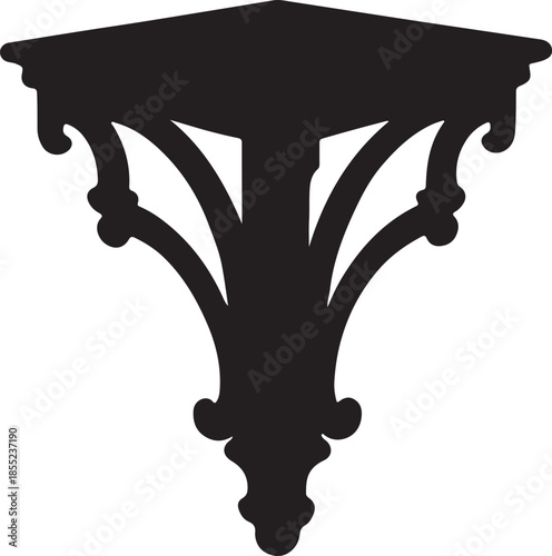 Black silhouette of an ornate decorative wall shelf bracket wall decor vintage