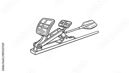 Linear rowing machine outline for fitness and exercise design