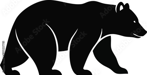 Black bear silhouette simple vector illustration for wildlife and nature themes isolated on white background