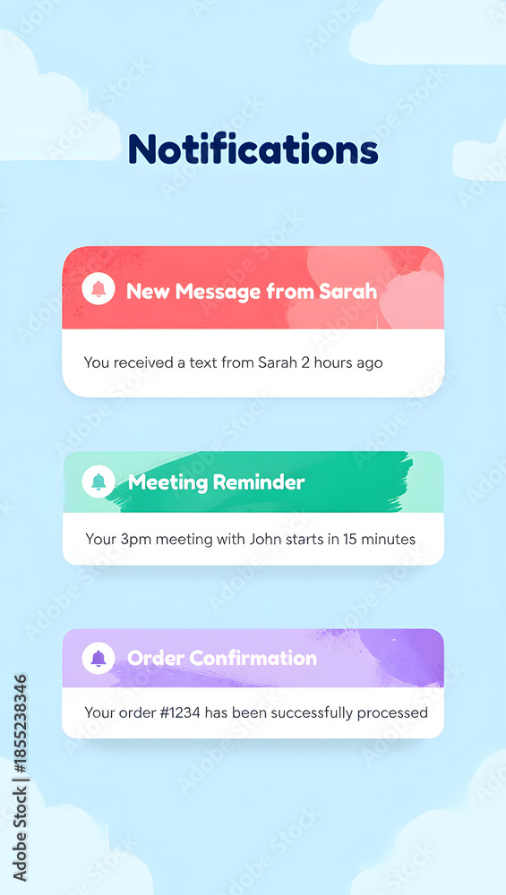 Fototapeta premium A notification center with only three alerts water walked and you are allowed to stop soft digital boundaries