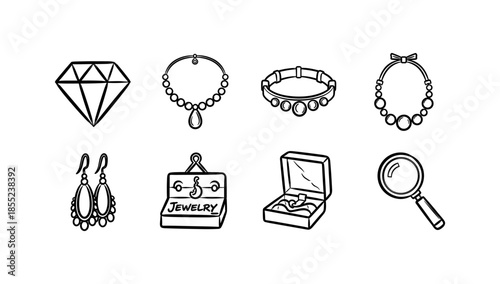 Outline jewelry collection: necklaces, earrings, and rings with minimalistic style