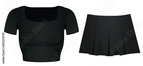 T shirt and mini skirt. vector