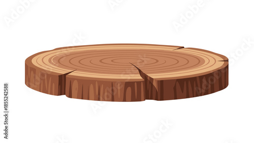 Large, weathered tree stump or wood slice with visible growth rings, symbolizing nature, wood, forestry, and organic textures.