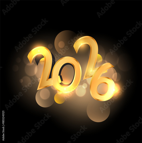 Luxury Happy New Year 2026 Golden Typography on Shimmering Gold Background