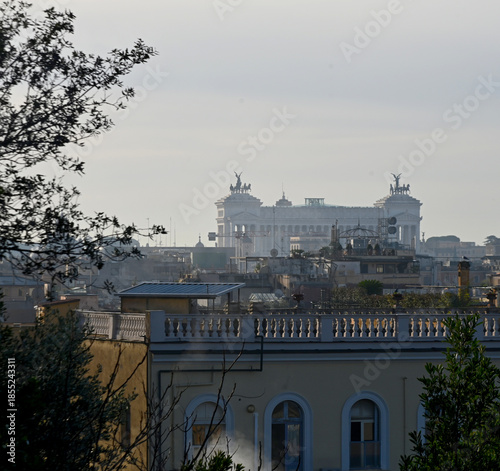 Overlooking the eternal city of  Rome Italy on a fall day.