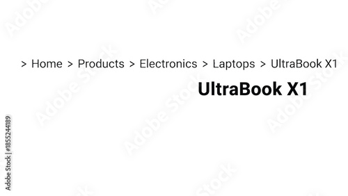 Breadcrumb navigation displays a product path leading to the specific model name UltraBook X1 on a white background.