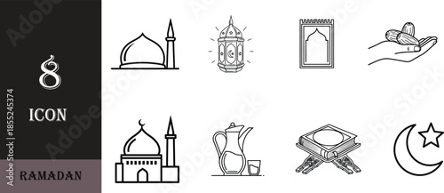 vector set of mosque icons in ramdan