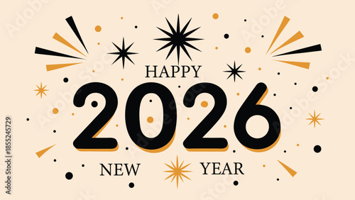 Happy new year 2026 celebration background with fireworks and confetti
