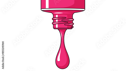 Vivid pink nail polish dripping from the opened bottle, capturing the essence of beauty, self-expression, and professional nail care.