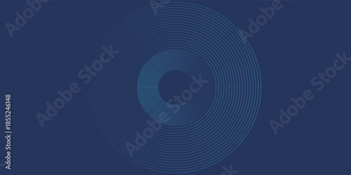 Abstract Digital Circles of Particles with Noise. Futuristic Circular Sound Wave. Big Data Visualization. 3D Virtual Space VR Cyberspace. Crypto Currency Concept. Vector Illustration.