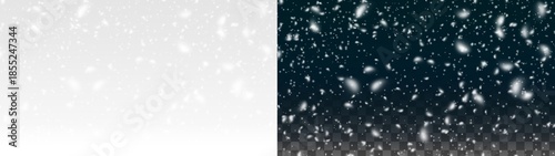 Bilde på lerret Falling snow overlay PNG, realistic white snowfall particles on transparent back