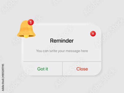 Reminder notification pop up template. Business planning ,events, reminder and timetable page vector illustration EPS10.