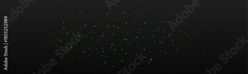 Glowing green magic dust floats in the dark air. Soft emerald particles shimmer with cinematic bokeh and haze. This abstract scene feels mystical, fresh, and perfect for fantasy designs.