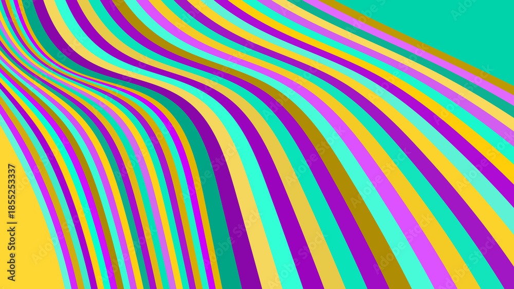 Obraz premium Vibrant Multi-Colored Wavy Stripes Pattern, Funky Optical Illusion Background With Bright & Bold Stripes Design for Modern Art Projects