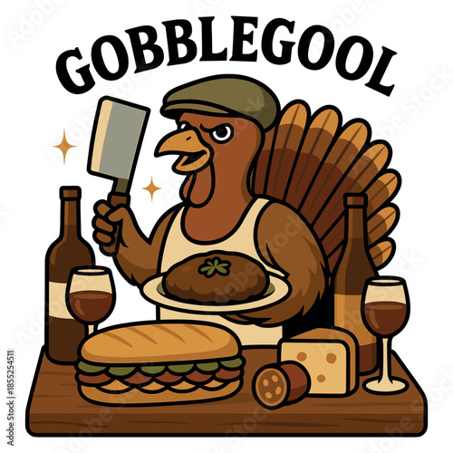 Gobblegool Funny Thanksgiving Illustration