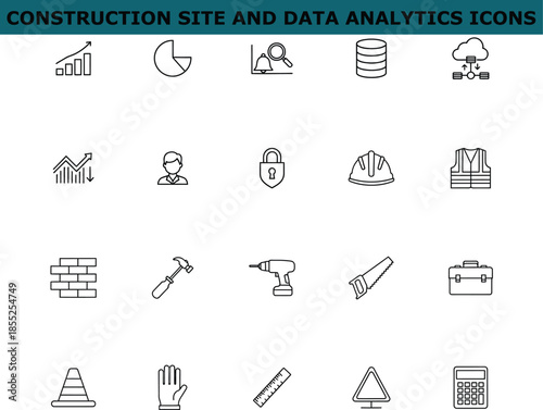 Construction Site and Data Analytics Icons