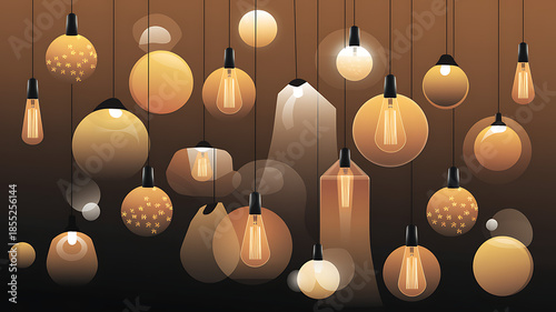 Modern pendant light fixture with bulbs