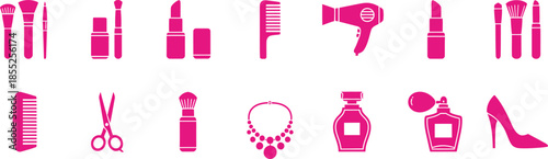 Beauty and cosmetics icons set