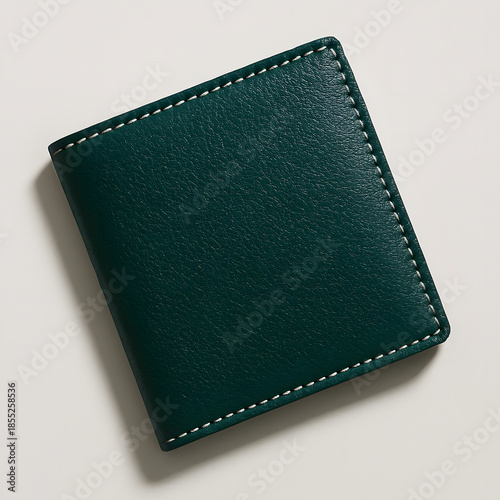 Premium Deep Green Genuine Leather Bifold Wallet for Men and Women, Minimalist Slim Handcrafted Design with Durable Contrast Stitching, Elegant Compact Card Holder