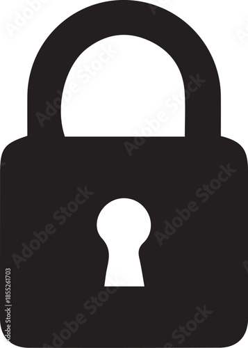  simple silhouette vector icon of a security lock on white background