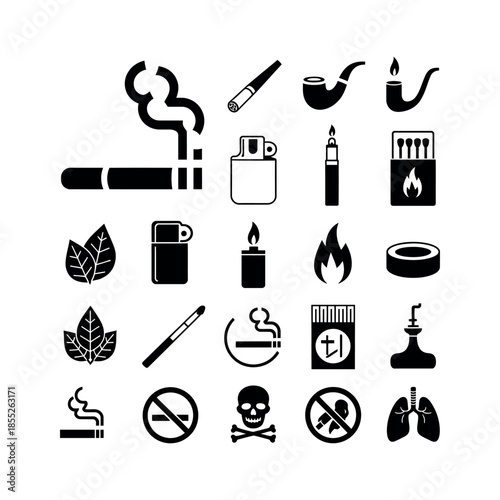Collection of smoking and tobacco related icons