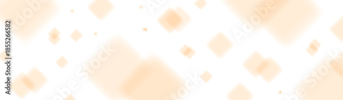 Orange diamond bokeh. Horizontal banner with abstract shapes and spots on a white background. Mesh effect.