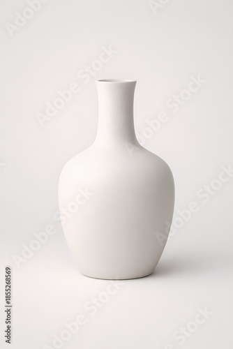 Minimal White Ceramic Vase Isolated on Neutral Background