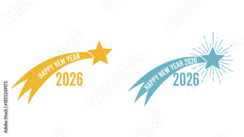 Festive new year 2026 graphic with shooting stars and celebratory text