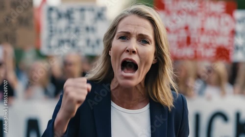 Determined speaker leading peaceful protest for social change and unity