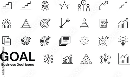 business goal icons collection for success