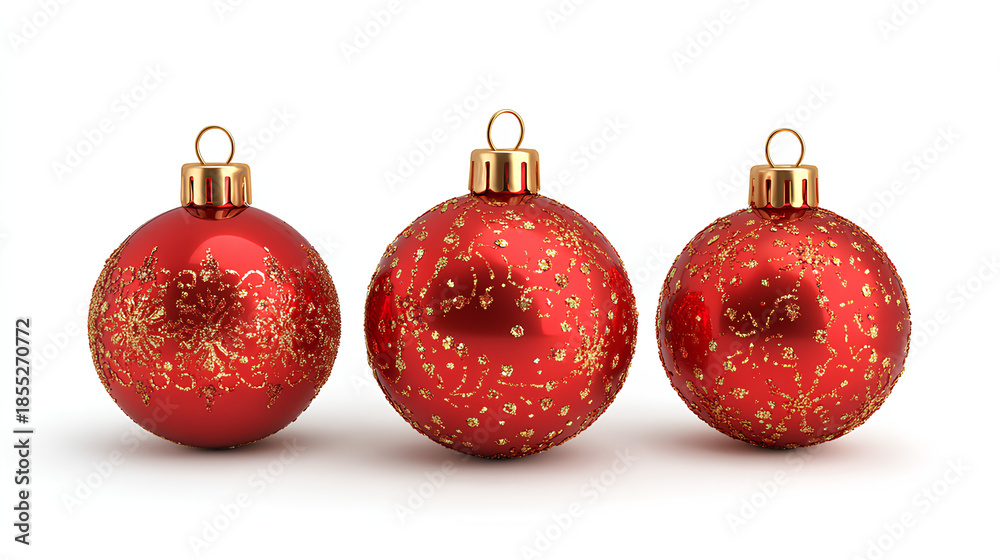 Fototapeta premium Soft translucent soap bubble colored christmas background with balls stars and snowflakes hanging down isolated rendering rough texture Stock Illustration on white background