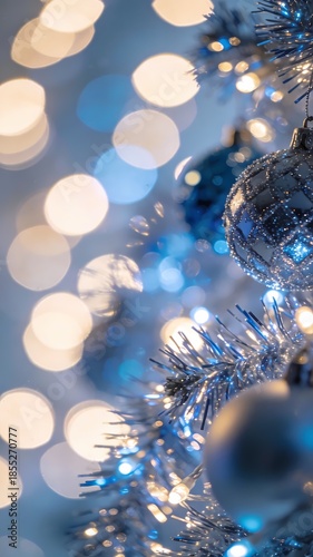 Blue Bokeh Lights Crystalline Frost Luxury Holiday Abstract Background

