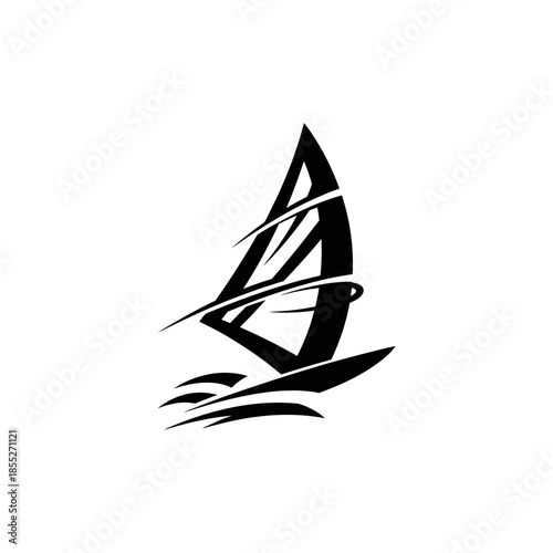 Elegant black and white abstract sailboat silhouette capturing nautical essence