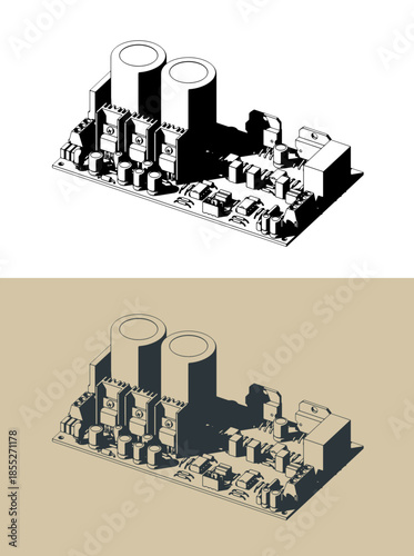 Amplifier board isometric illustrations