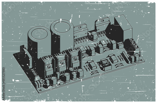 Amplifier board retro poster