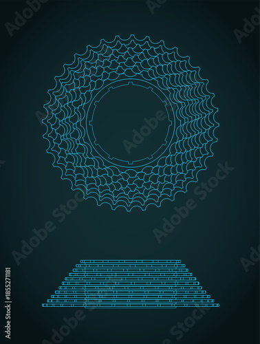 Cassette bicycle sprockets blueprints