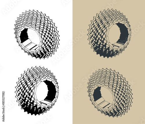 Cassette bicycle sprockets illustrations