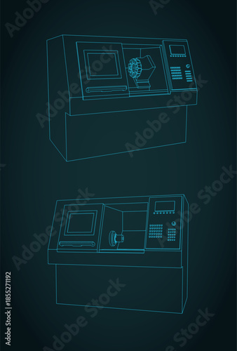 Cnc lathe machine illustrations