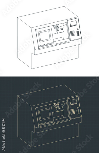 Cnc lathe machine isometric drawings