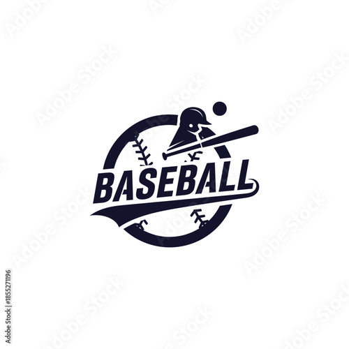 Dynamic baseball logo featuring a batter swinging at a pitch with modern