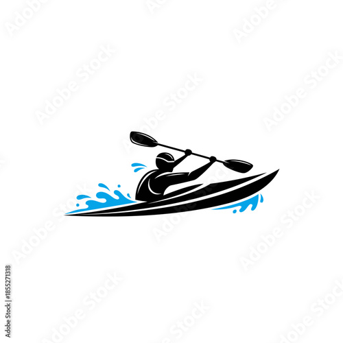 Dynamic jet ski speeding across blue waters with splashes and wake