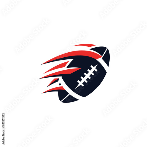 Dynamic sports team logo featuring a fierce football with stylized flames and