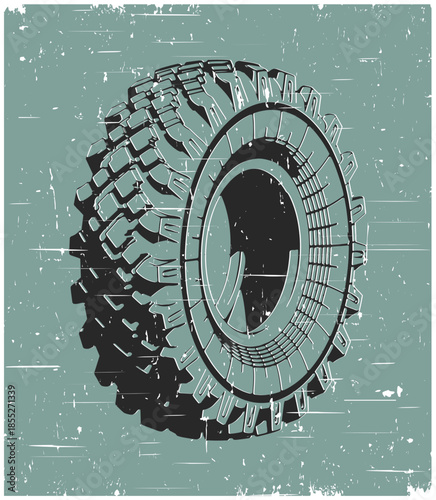 Truck tire retro poster