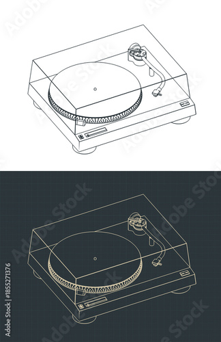 Turntable vinyl isometric drawings