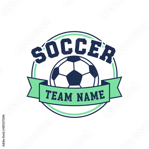 Dynamic soccer team emblem featuring modern design with a central ball and