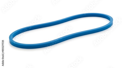 A blue rubber band in a creative design. The rubber band's loop has an elegant wavy shape and is displayed against a simple, uncluttered backdrop. 