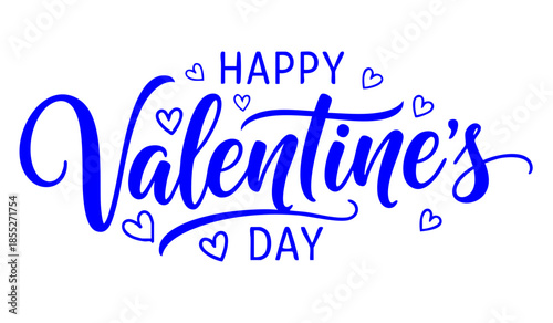 Happy Valentines Day greeting card. Calligraphic design for print cards, banner, poster Hand drawn text lettering for Valentines Day with hearts shape Vector illustration isolated on white background.